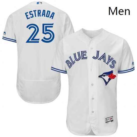 Mens Majestic Toronto Blue Jays 25 Marco Estrada White Home Flex Base Authentic Collection MLB Jersey